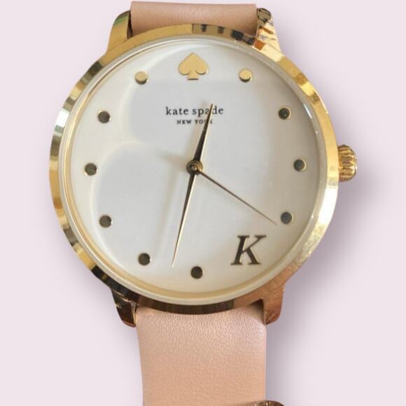 Kate Spade KSW9010 Metro Monogram K White Dial Pink Leather Strap Women's Watch - Picture 2 of 10